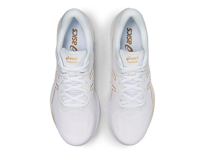 White / Gold Asics GLIDERIDE Women's Running Shoes | SZVY7566