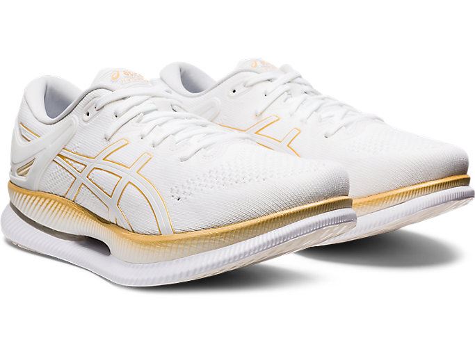 White / Gold Asics METARIDE Men's Running Shoes | KDVY2416