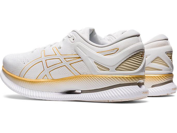 White / Gold Asics METARIDE Men's Running Shoes | KDVY2416