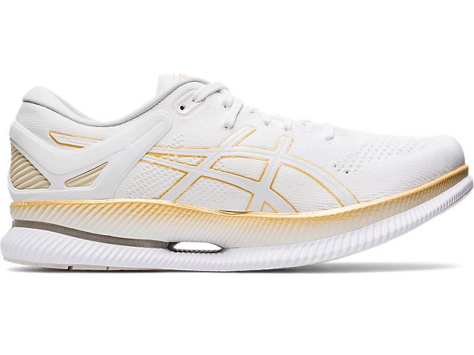 White / Gold Asics METARIDE Men\'s Running Shoes | KDVY2416