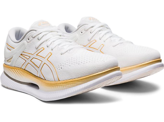 White / Gold Asics METARIDE Women's Running Shoes | RUNB6122