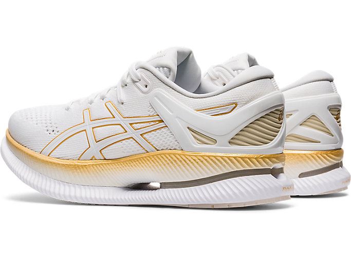 White / Gold Asics METARIDE Women's Running Shoes | RUNB6122