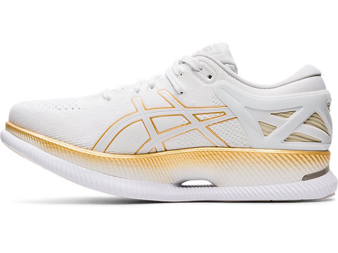 White / Gold Asics METARIDE Women's Running Shoes | RUNB6122