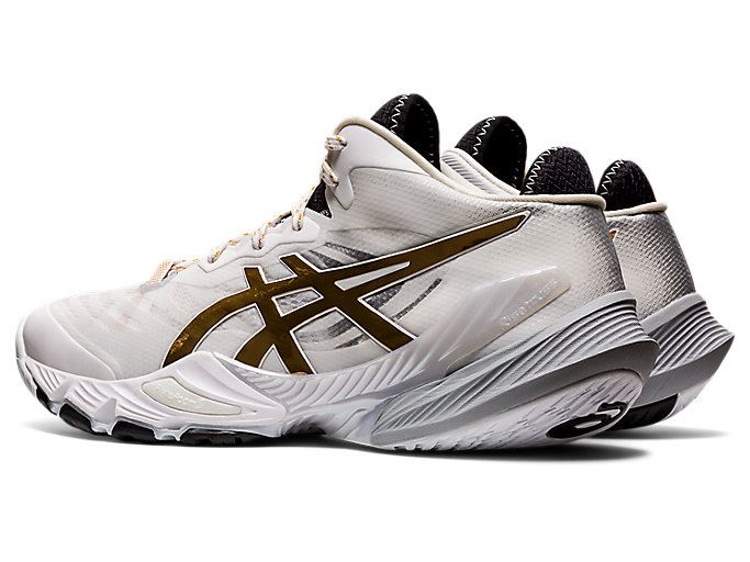 White / Gold Asics METARISE Men's Volleyball Shoes | UKTJ9012