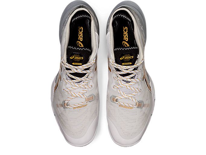 White / Gold Asics METARISE Men's Volleyball Shoes | UKTJ9012