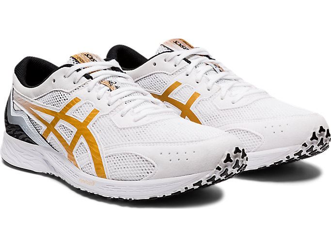 White / Gold Asics TARTHEREDGE Men's Running Shoes | VBMM3363