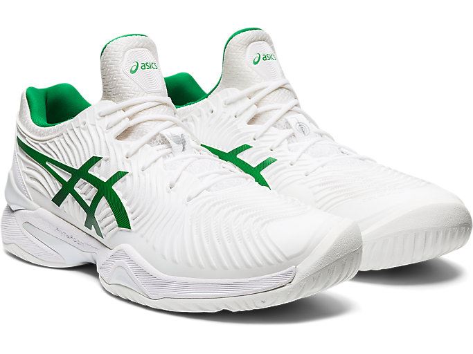 White / Green Asics COURT FF NOVAK Men's Tennis Shoes | WHQM4565