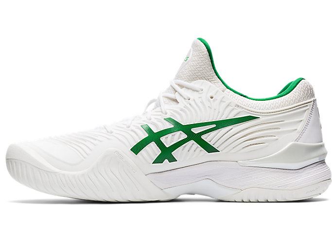 White / Green Asics COURT FF NOVAK Men's Tennis Shoes | WHQM4565