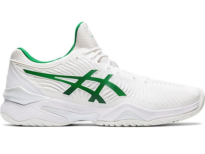 White / Green Asics COURT FF NOVAK Men's Tennis Shoes | WHQM4565