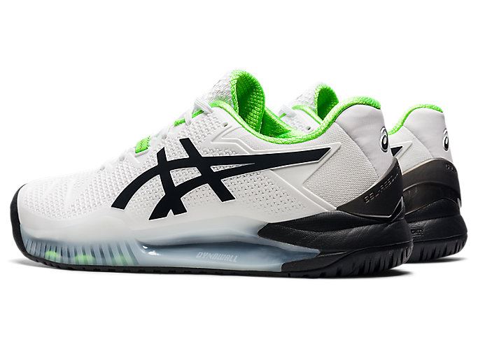 White / Green Asics GEL-RESOLUTION 8 (2E) Men's Tennis Shoes | LFRL7544