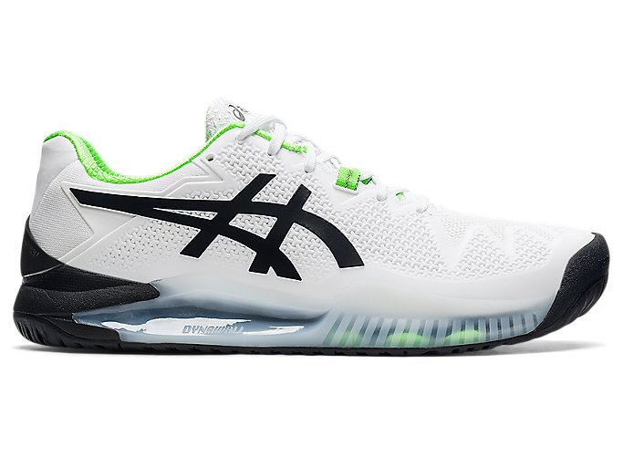 White / Green Asics GEL-RESOLUTION 8 (2E) Men\'s Tennis Shoes | LFRL7544