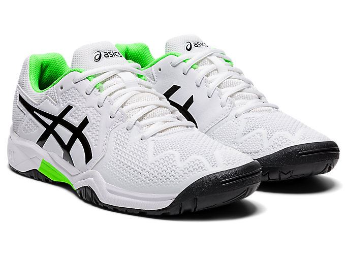 White / Green Asics GEL-Resolution 8 GS Kids' Sneakers | MIHM9246