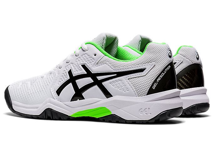 White / Green Asics GEL-Resolution 8 GS Kids' Sneakers | MIHM9246