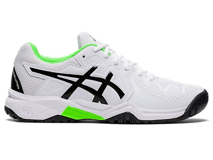 White / Green Asics GEL-Resolution 8 GS Kids' Sneakers | MIHM9246