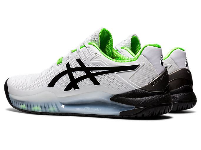 White / Green Asics GEL-Resolution 8 Men's Tennis Shoes | IUNE0578