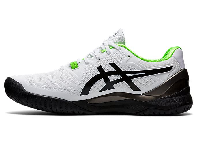 White / Green Asics GEL-Resolution 8 Men's Tennis Shoes | IUNE0578