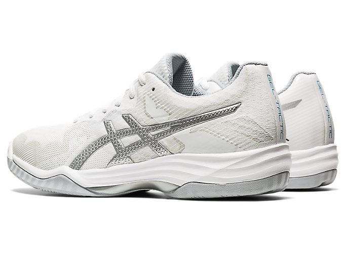 White / Light Turquoise Asics GEL-Tactic 2 Women's Volleyball Shoes | PZDE8209