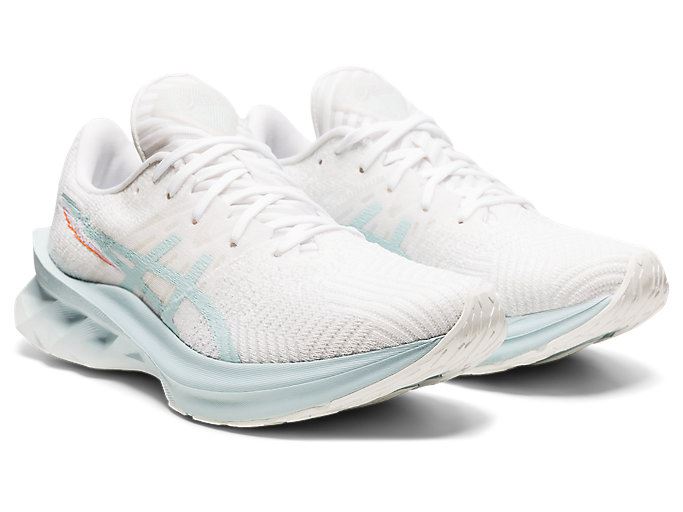 White / Light Turquoise Asics NOVABLAST Women's Running Shoes | SNNV5269