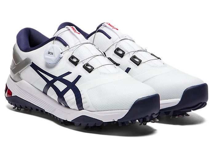 White / Navy Asics GEL-COURSE DUO Boa Men's Golf Shoes | OAZL2201