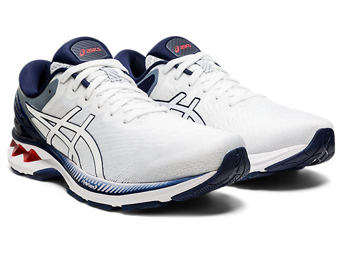 White / Navy Asics GEL-KAYANO 27 Men's Running Shoes | VGAS1264