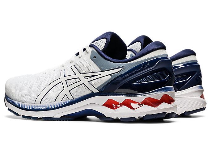 White / Navy Asics GEL-KAYANO 27 Men's Running Shoes | VGAS1264