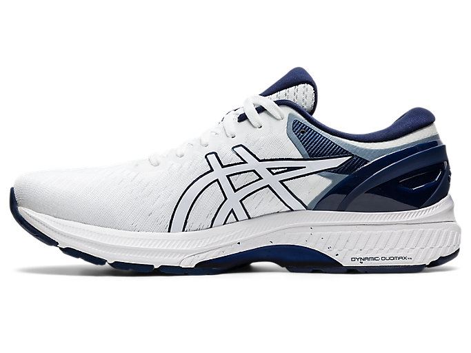 White / Navy Asics GEL-KAYANO 27 Men's Running Shoes | VGAS1264