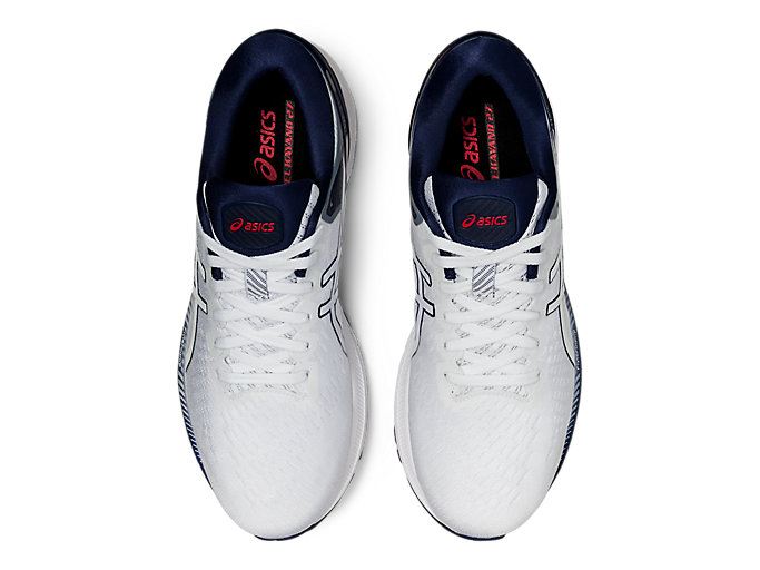 White / Navy Asics GEL-KAYANO 27 Men's Running Shoes | VGAS1264