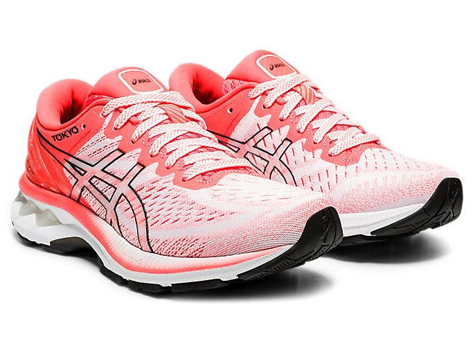 White / Orange Red Asics GEL-KAYANO 27 TOKYO Women's Running Shoes | VCIM4865