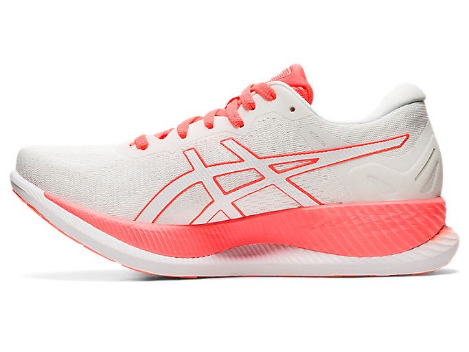 White / Orange Red Asics GLIDERIDE Women's Running Shoes | ZUEB0448