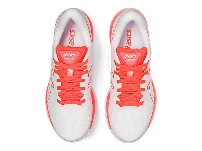 White / Orange Red Asics GLIDERIDE Women's Running Shoes | ZUEB0448