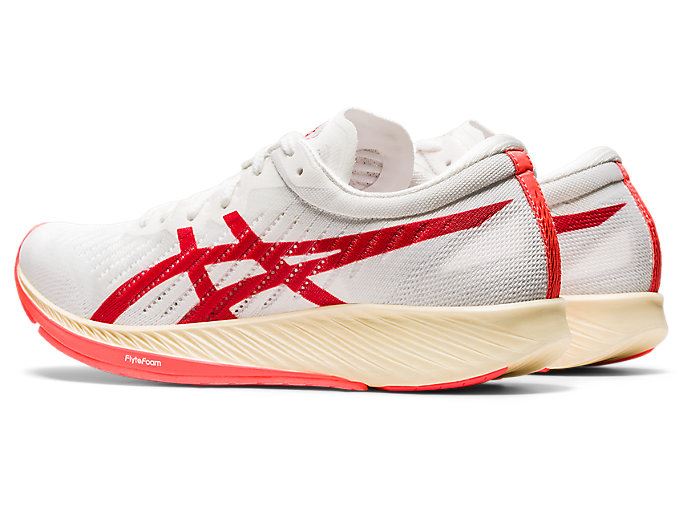 White / Orange Red Asics METARACER Women's Running Shoes | NQCE1044