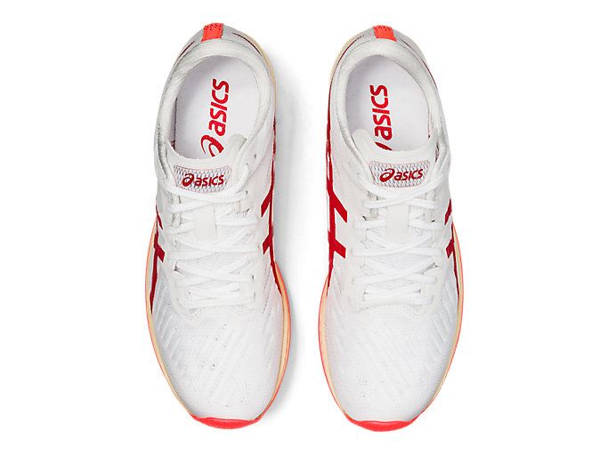 White / Orange Red Asics METARACER Women's Running Shoes | NQCE1044