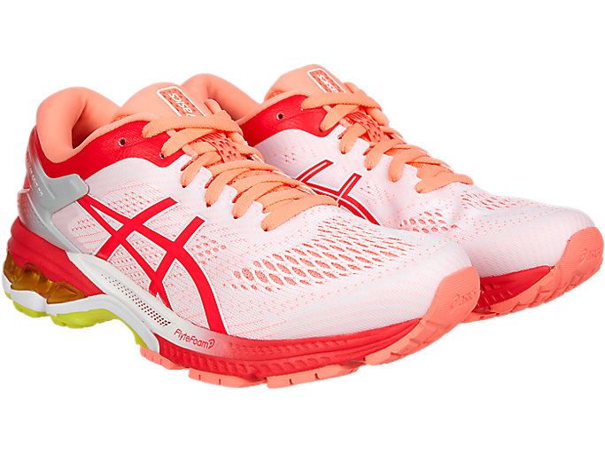 White / Pink Asics GEL-KAYANO 26 KAI Women's Running Shoes | VCJM6928