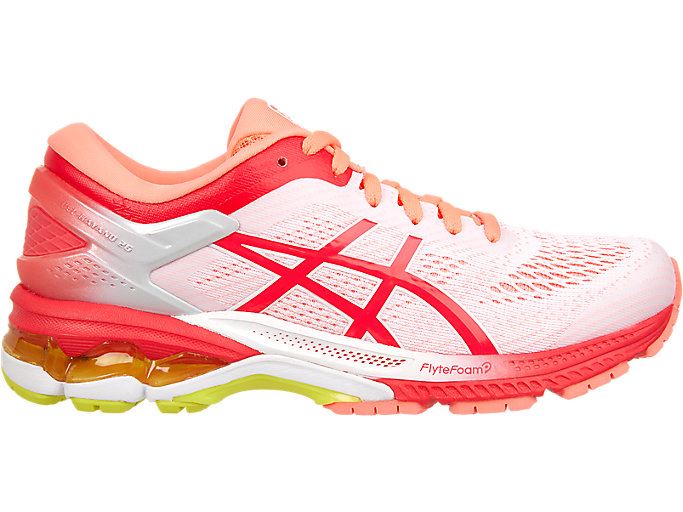 White / Pink Asics GEL-KAYANO 26 KAI Women\'s Running Shoes | VCJM6928