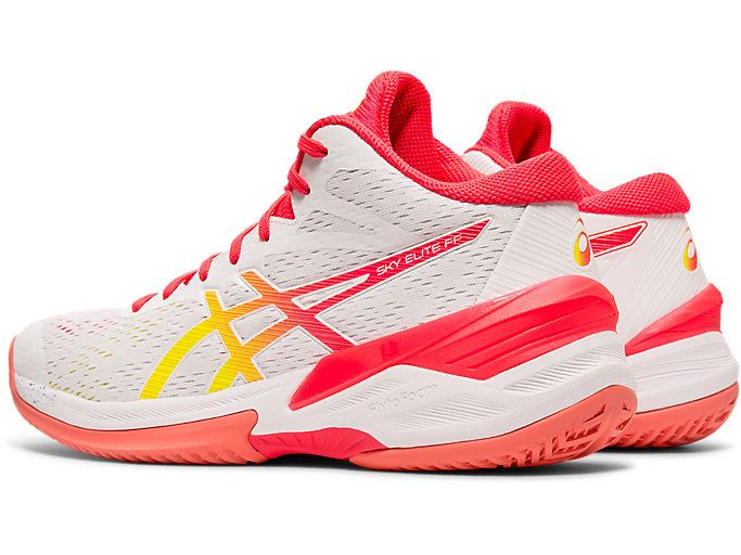 White / Pink Asics SKY ELITE FF MT Women's Volleyball Shoes | VMAQ7488