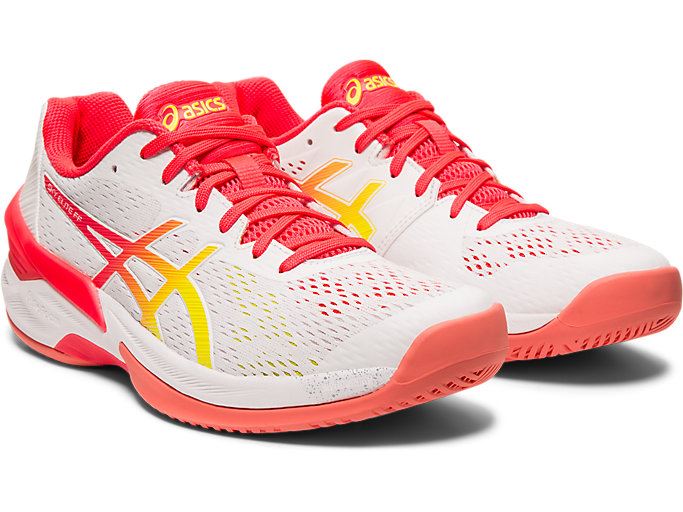 White / Pink Asics SKY ELITE FF Women's Volleyball Shoes | EWNG6306