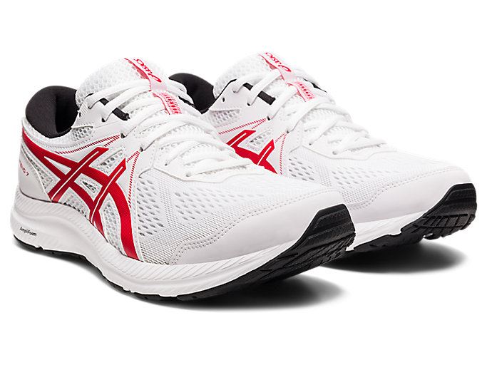 White / Red Asics GEL-CONTEND 7 Men's Running Shoes | NXZG7103