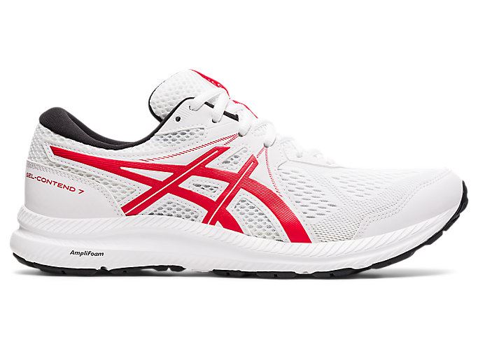 White / Red Asics GEL-CONTEND 7 Men's Running Shoes | NXZG7103