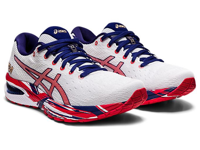 White / Red Asics GEL-CUMULUS 22 Women's Running Shoes | SPJT6699