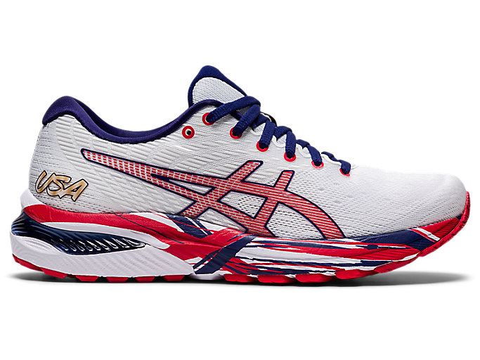 White / Red Asics GEL-CUMULUS 22 Women\'s Running Shoes | SPJT6699