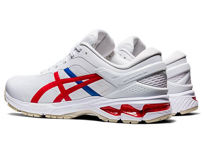 White / Red Asics GEL-Kayano 26 Retro Tokyo Women's Running Shoes | WHTR1066