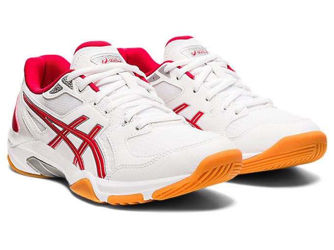 White / Red Asics GEL-ROCKET 10 Women's Volleyball Shoes | OMEY3550