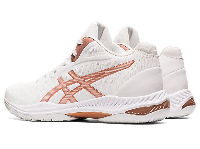 White / Rose Gold Asics NETBURNER BALLISTIC FF MT 2 Women's Volleyball Shoes | PWIK9700