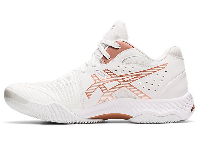 White / Rose Gold Asics NETBURNER BALLISTIC FF MT 2 Women's Volleyball Shoes | PWIK9700