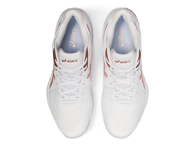 White / Rose Gold Asics NETBURNER BALLISTIC FF MT 2 Women's Volleyball Shoes | PWIK9700