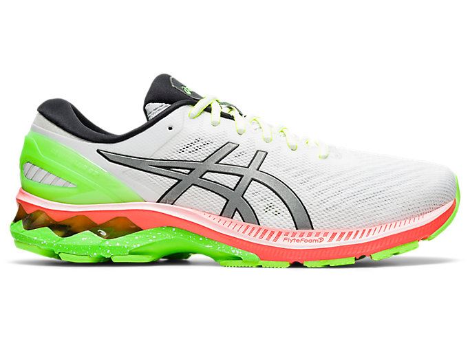 White / Silver Asics GEL-KAYANO 27 LITE-SHOW Men\'s Running Shoes | LHKZ9783