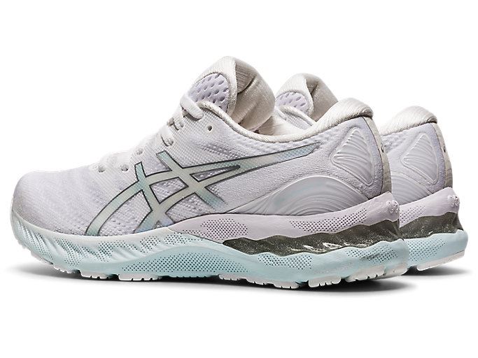 White / Silver Asics GEL-NIMBUS 23 Women's Running Shoes | QWRD4082