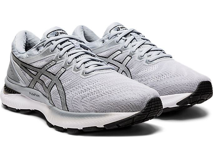 White / Silver Asics GEL-Nimbus 22 Men's Running Shoes | FHHN1185