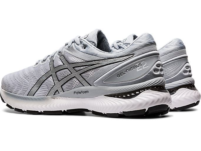 White / Silver Asics GEL-Nimbus 22 Men's Running Shoes | FHHN1185