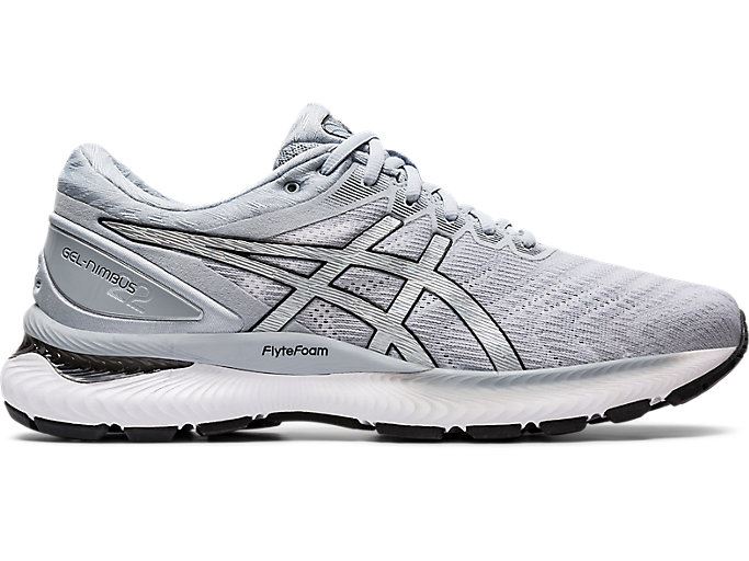 White / Silver Asics GEL-Nimbus 22 Men's Running Shoes | FHHN1185